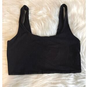 Oak + Fort Black Cropped Bralette Tank, Organic Cotton, Small